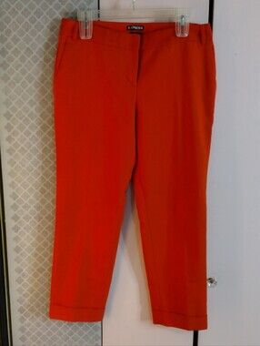 Express Women's Bright Red Cropped Slim Dress Pants